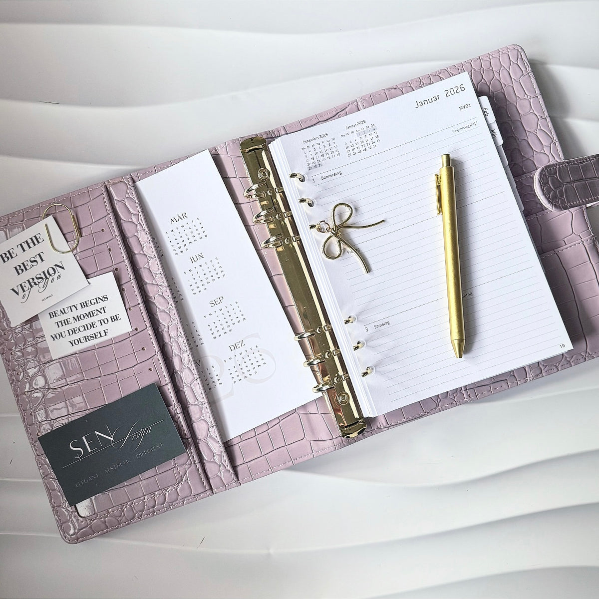 SET | A5 Croco Binder mit Kalendereinlagen | viele Farben