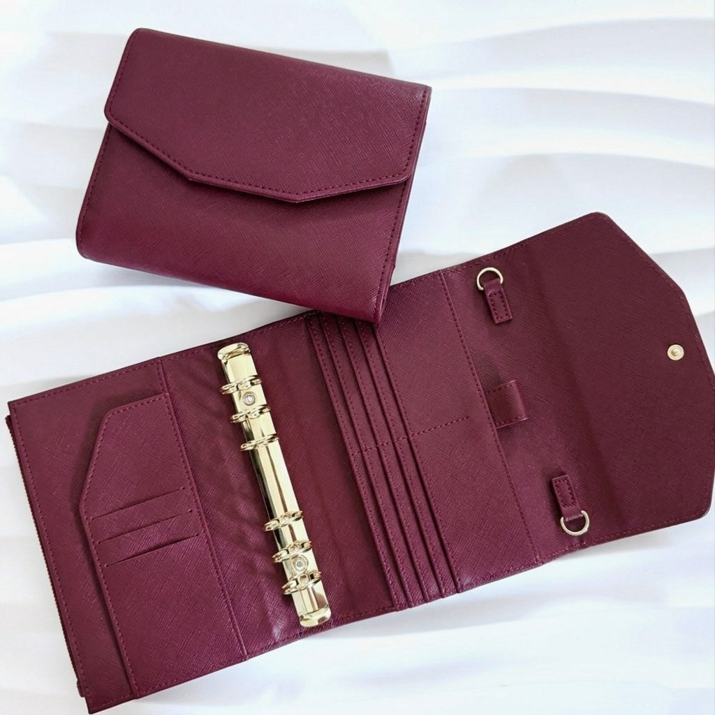 A6 Pocket | goldene Ringe | Saffiano Leder
