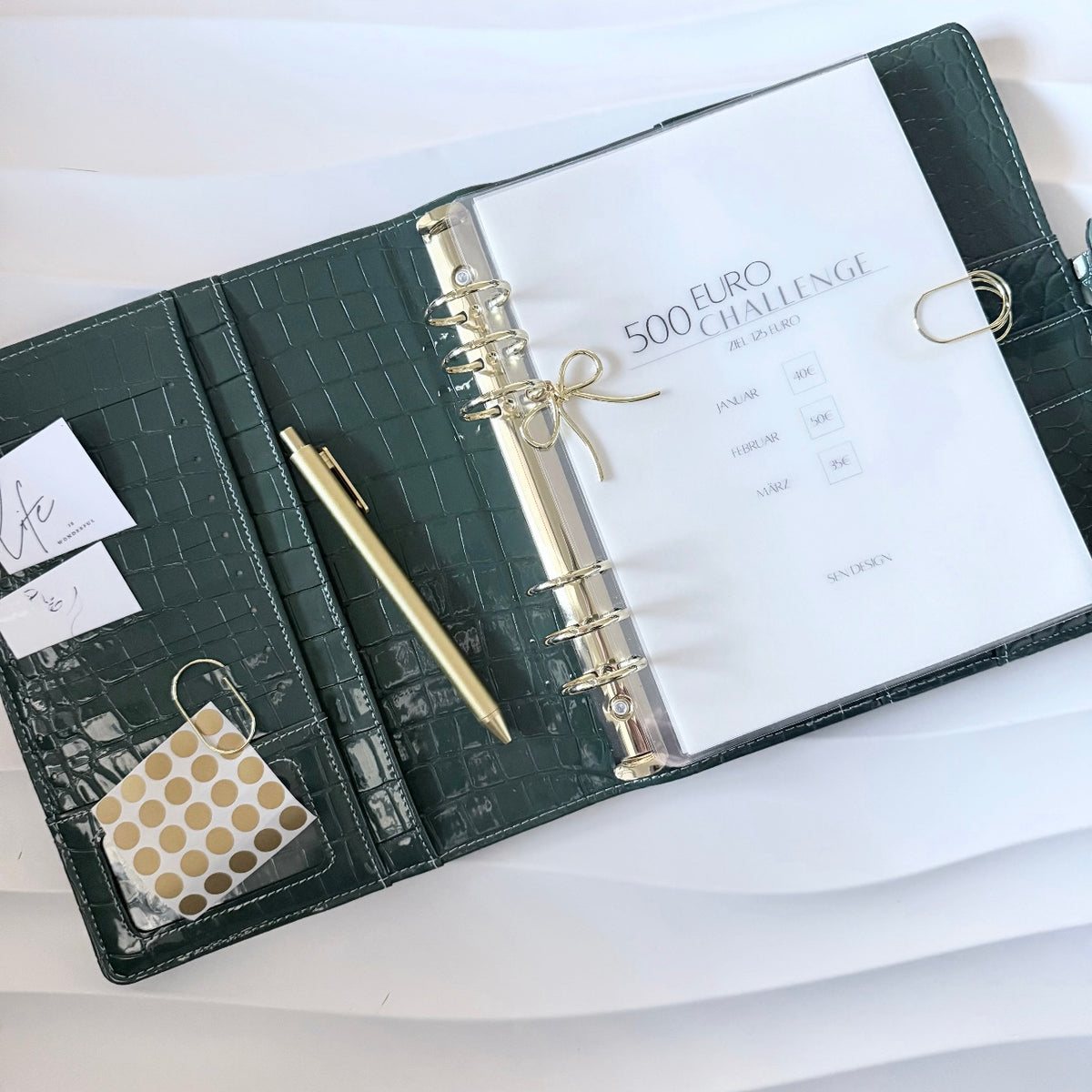 SET | A5 Croco Binder mit 500 Euro Jahres Spar Challenge | viele Farben