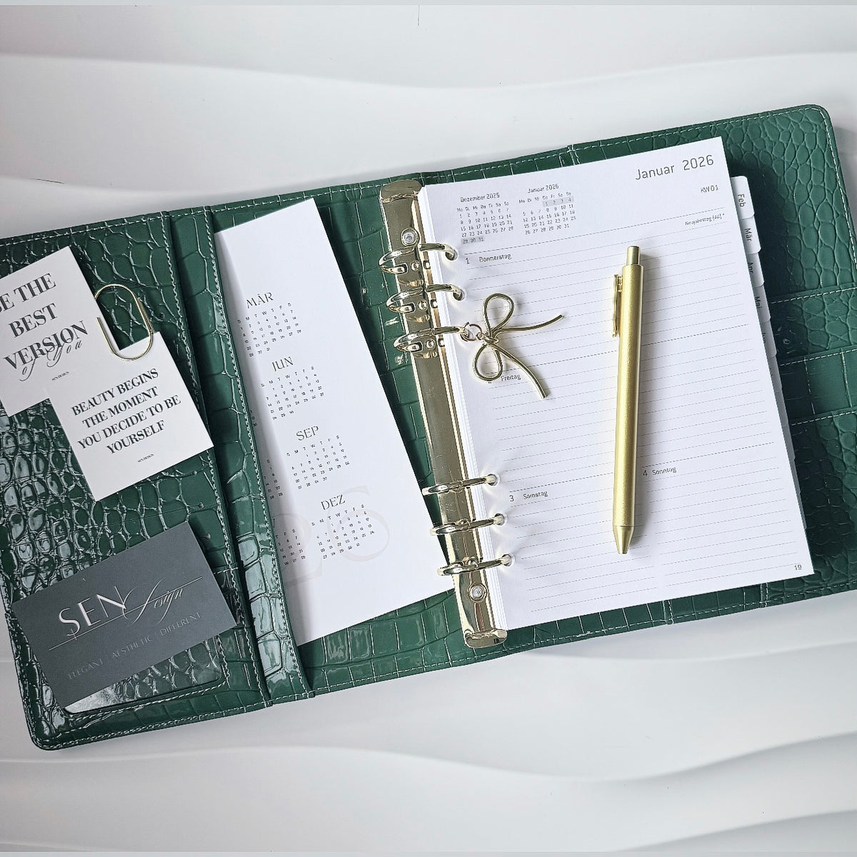 SET | A5 Croco Binder mit Kalendereinlagen | viele Farben