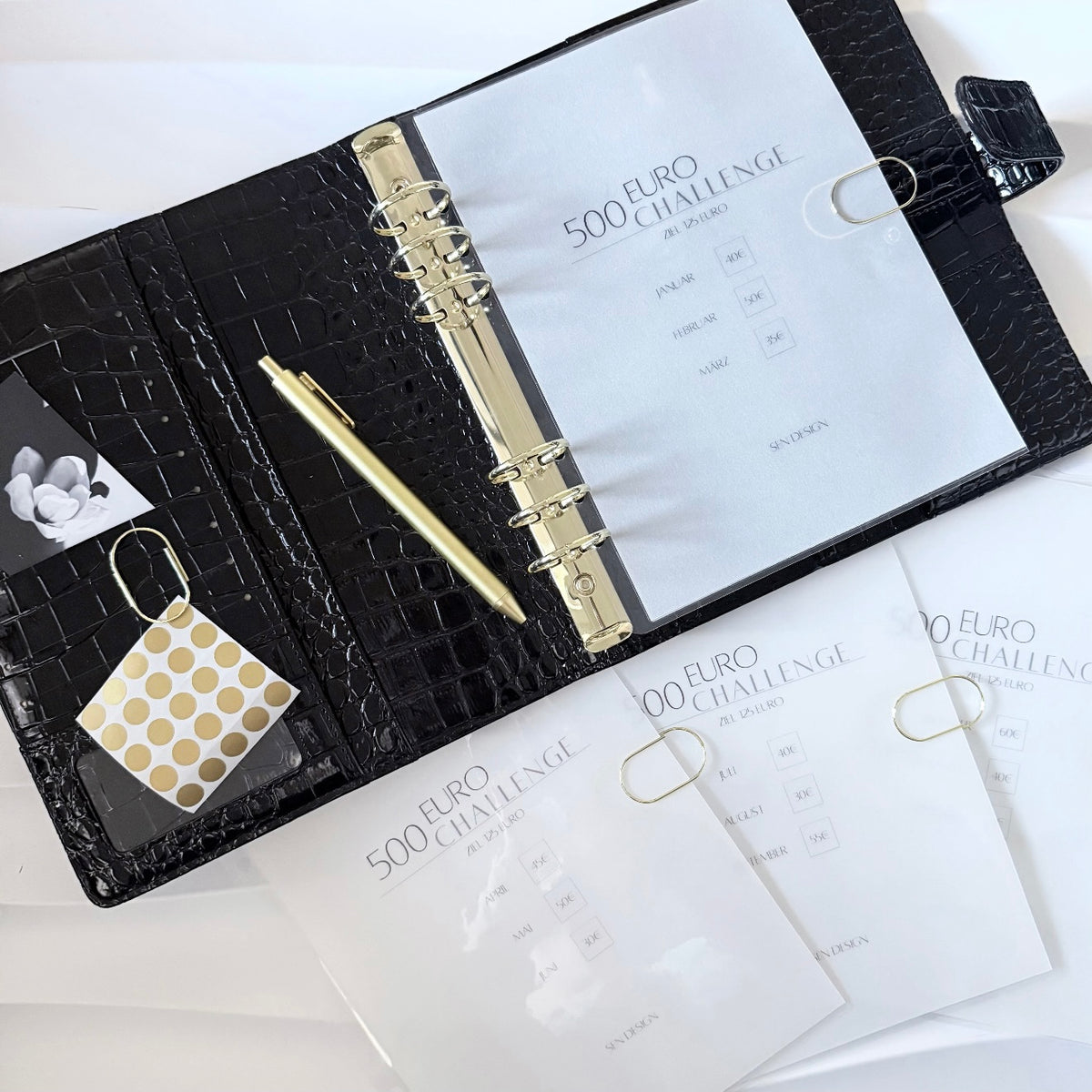SET | A5 Croco Binder mit 500 Euro Jahres Spar Challenge | viele Farben