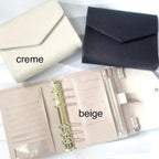 A6 Pocket | Kiesel Leder | goldene Ringe