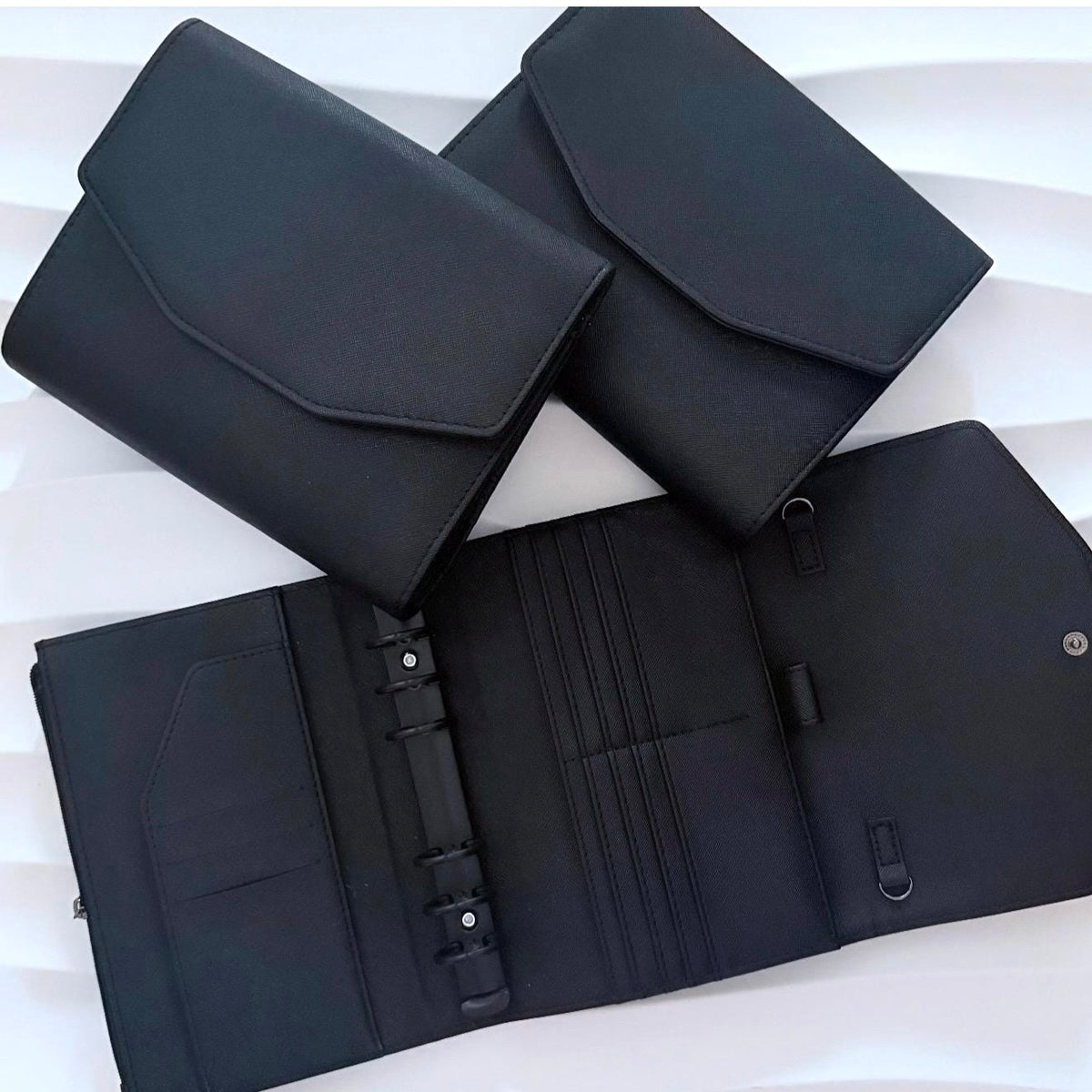 A6 Pocket | goldene Ringe | Saffiano Leder
