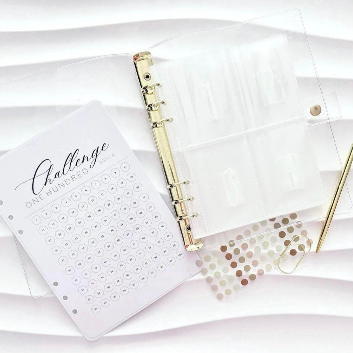 SET 5050 Euro Sparchallenge | A5 Transparent Gold | 100 Umschläge Spar Challenge