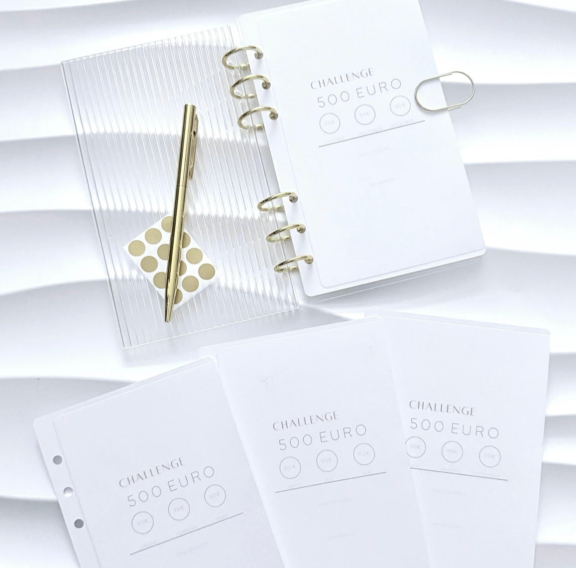 SET | A6 Acryl mit 500 Euro Spar Challenges | goldene Ringe