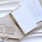 SET | A6 Pocket mit Register | viele Farben | Saffiano Leder | goldene Ringe