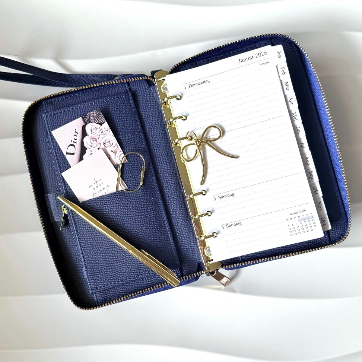 SET | A6 Zip | mit Kalendereinlagen |  Saffiano Leder | mit Reißverschluss