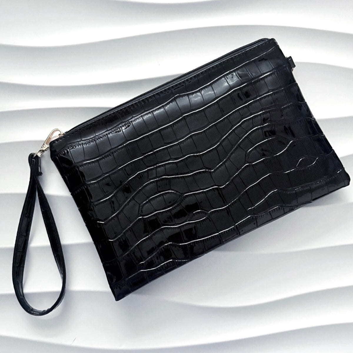 Croco Slim Clutch Pouch Etui Handtasche | mit Handschlaufe