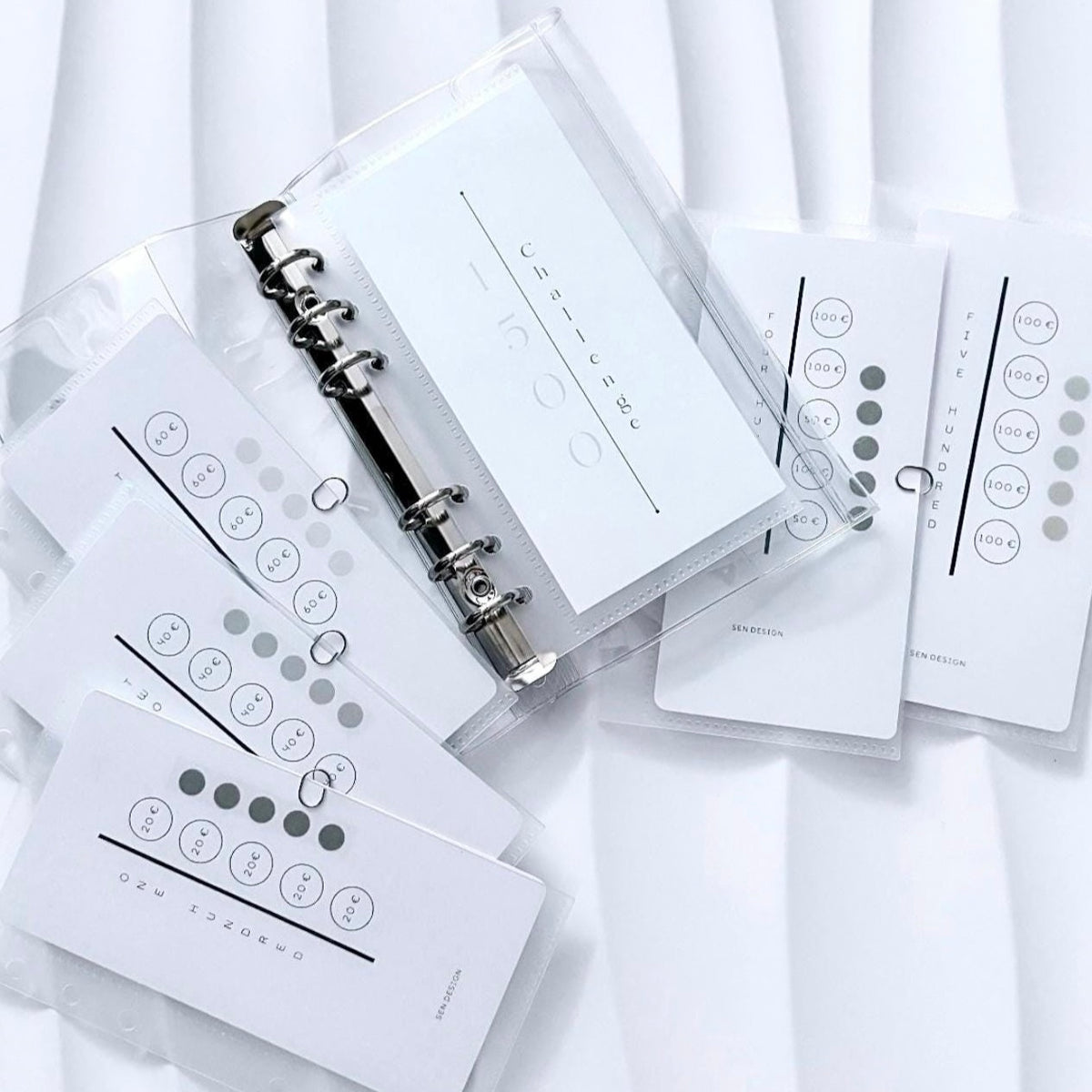 Set | A6 Transparent silber schmal | mit 1500 Euro Spar Challenge |
