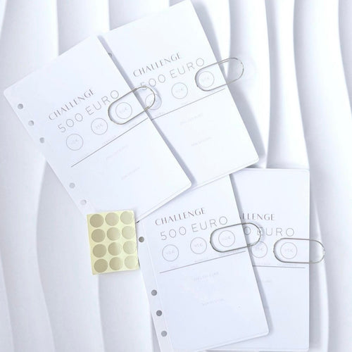 4 laminierte Spar Umschläge | Sparziel 500 Euro |  A7 A6 A5